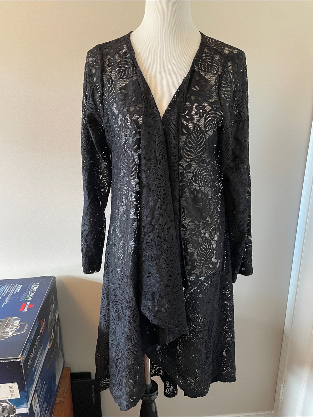 Black lacy beach coverup